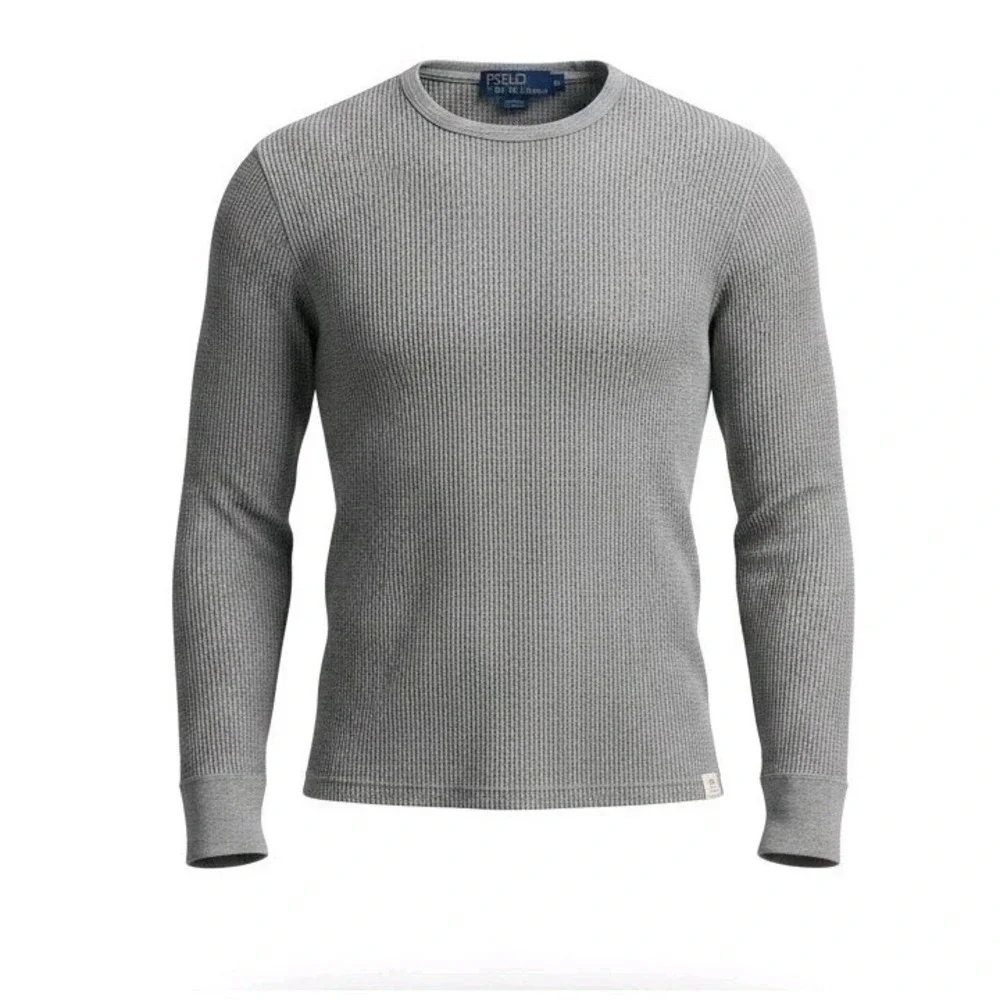 Polo Ralph Lauren Waffle Knit Thermal Shirt Mens XL Gray Long Sleeve Crewneck